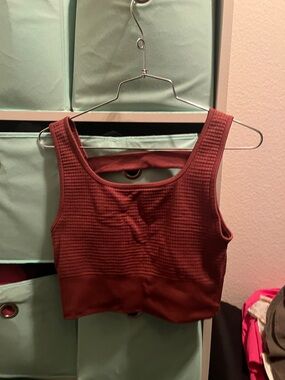 Yogalicious orange Textured Waffle Crop Tank